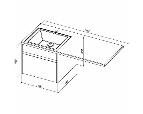 Тумба с раковиной Aquanet Токио 110 L 239208 подвесная Белая
