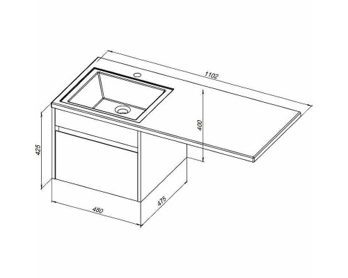 Тумба с раковиной Aquanet Токио 110 R 239209 подвесная Белая