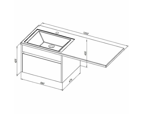 Тумба с раковиной Aquanet Токио 120 R 239213 подвесная Белая