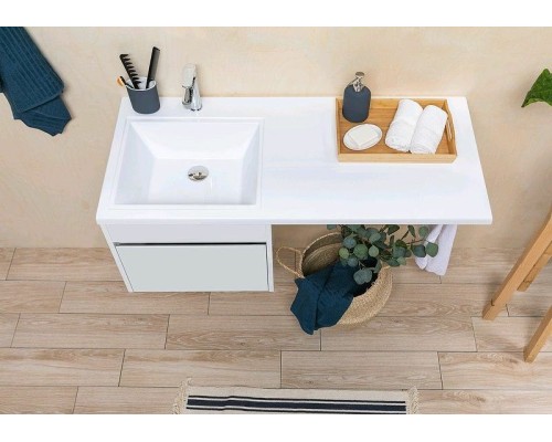 Тумба с раковиной Aquanet Токио 130 L 239217 подвесная Белая