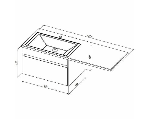 Тумба с раковиной Aquanet Токио 130 L 239217 подвесная Белая