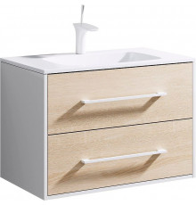 Тумба под раковину Aqwella 5 Stars Маями 75 MAI0175 подвесная Белая Дуб сонома