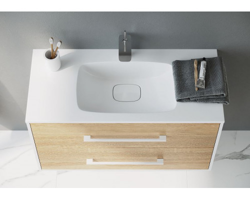 Тумба под раковину Aqwella 5 Stars Маями 100 MAI0110 подвесная Белая Дуб сонома