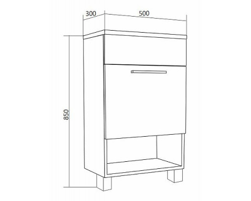 Тумба с раковиной 1MarKa July 50Н У85932 Белый глянец