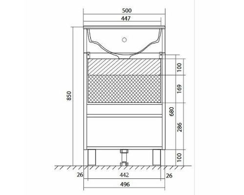 Тумба с раковиной 1MarKa July 50Н У85932 Белый глянец