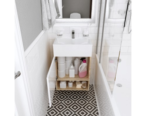 Тумба с раковиной 1MarKa July 50П У85934 подвесная Дуб сонома Белый