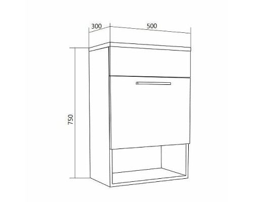 Тумба с раковиной 1MarKa July 50П У85934 подвесная Дуб сонома Белый