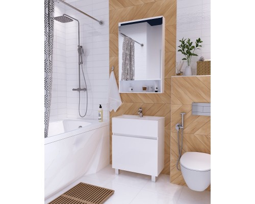 Тумба с раковиной 1MarKa Mira 60Н У83301 Белый глянец