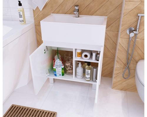 Тумба с раковиной 1MarKa Mira 60Н У83301 Белый глянец