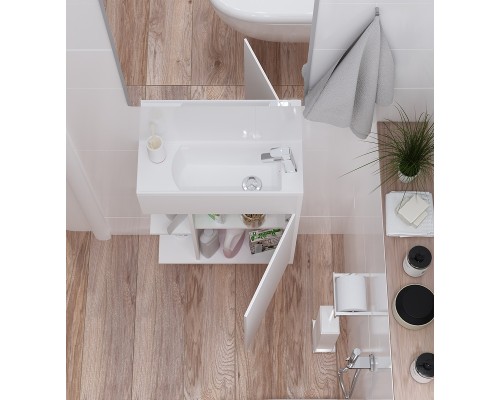 Тумба с раковиной 1MarKa Stretto 50П У94716 подвесная Белый глянец
