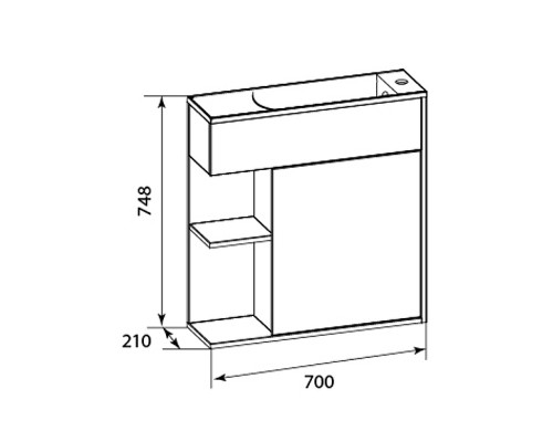 Тумба с раковиной 1MarKa Stretto 70П У94633 подвесная Белый глянец