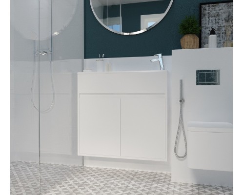 Тумба с раковиной 1MarKa Stretto 80П У92325 подвесная Белый глянец