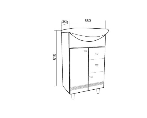 Тумба под раковину 1MarKa Story 55Н R У99316 Белый глянец