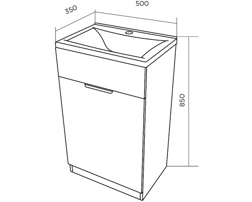 Тумба с раковиной 1MarKa Revo 50H У99086 Бетон темно-серый