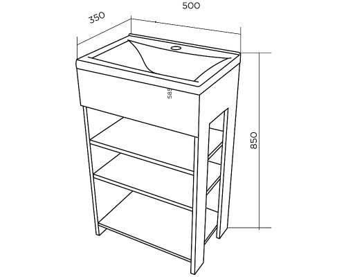 Тумба с раковиной 1MarKa Revo 50H У98621 Дуб сонома