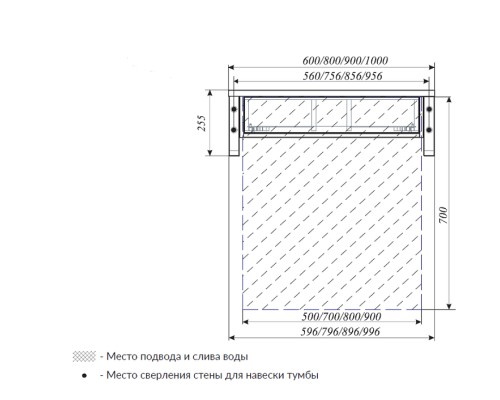 Тумба под раковину 1MarKa Grunge Loft 60П Ц0000001581 подвесная Бетон темно-серый