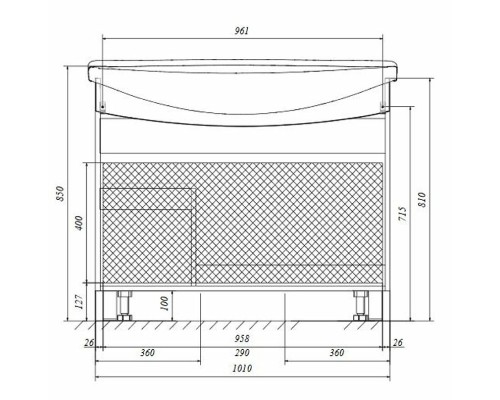 Тумба под раковину 1MarKa Lina New 105Н У94492 Белый глянец