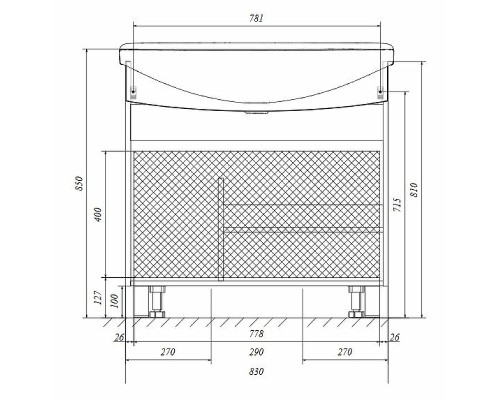 Тумба под раковину 1MarKa Lina New 85Н У94493 Белый глянец