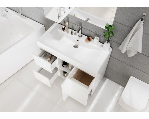 Тумба под раковину 1MarKa Cube 100Н У79527 Белый глянец