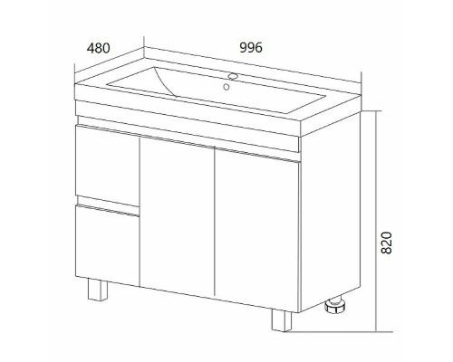 Тумба под раковину 1MarKa Cube 100Н У79527 Белый глянец