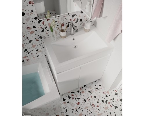 Тумба под раковину 1MarKa Cube 75Н У79532 Белый глянец