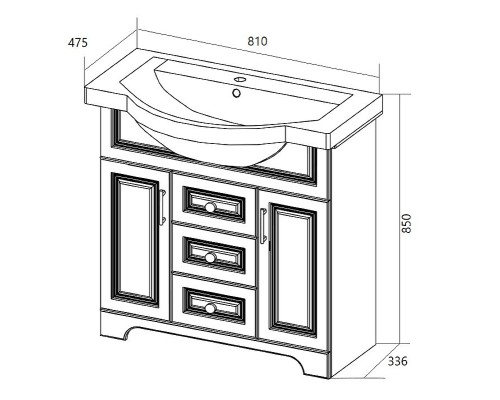 Тумба под раковину 1MarKa Прованс New 80Н У94490 Белый глянец