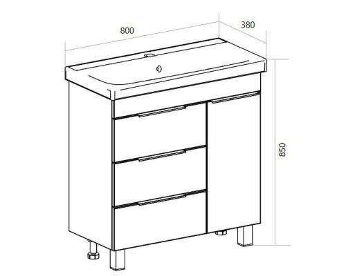 Тумба под раковину 1MarKa Gaula 80Н У92546 Графит матовый