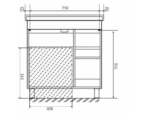 Тумба под раковину 1MarKa Gaula 80Н У92546 Графит матовый