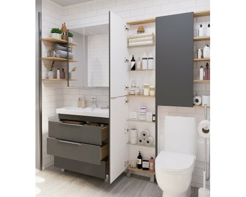 Тумба под раковину 1MarKa Gaula 80Н У92547 Графит матовый