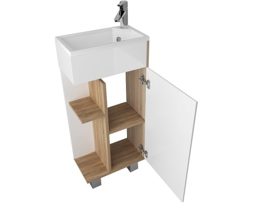 Тумба с раковиной 1MarKa Laura 40Н R У85931 Дуб сонома Белый глянец