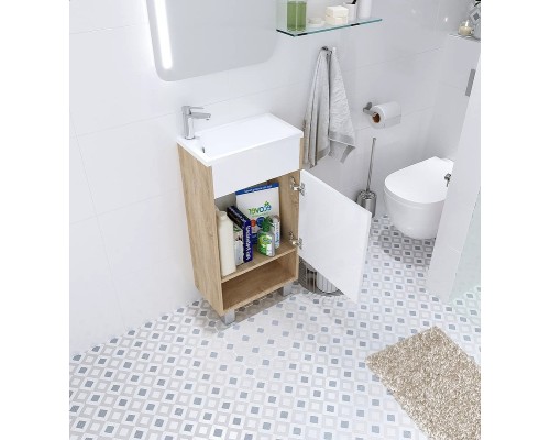 Тумба с раковиной 1MarKa Lira 40Н R У85923 Дуб сонома Белый глянец