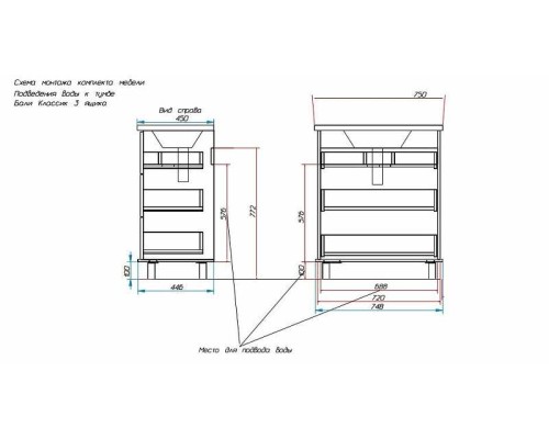 Тумба с раковиной Эстет Bali Classic 75 ФР-00002232 Белая