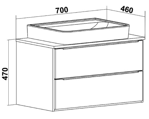 Тумба под раковину Runo Мальта 85 00-00001100 Серая Дуб