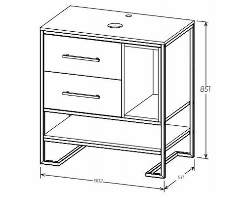 Тумба под раковину 1MarKa Grunge Loft 80Н Ц0000005442 Дуб Вотан