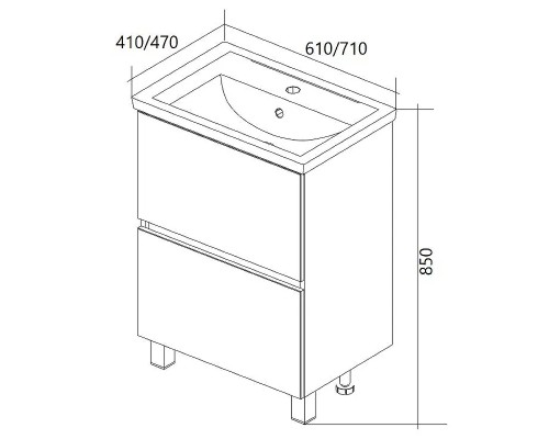 Тумба под раковину 1MarKa Aris 60 У76060 Дуб сонома