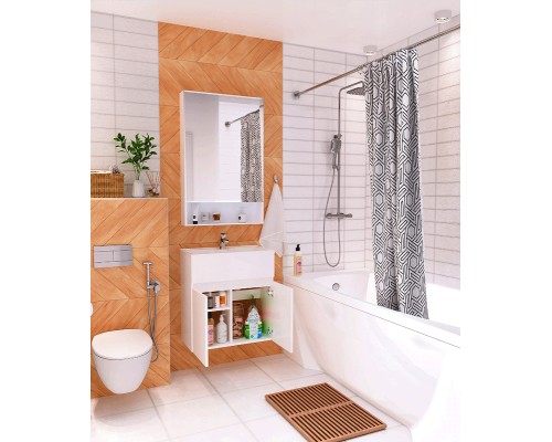 Тумба с раковиной 1MarKa Mira 60 У75328 подвесная Белая глянцевая