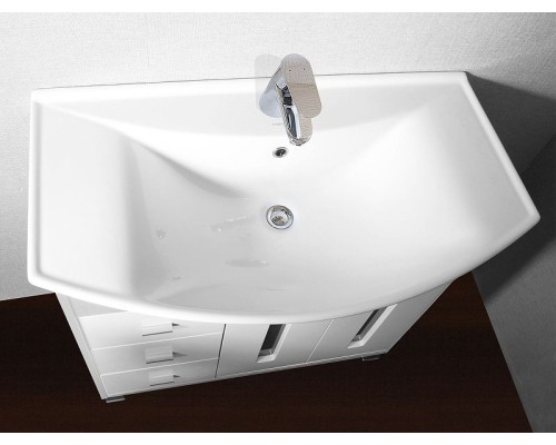 Тумба под раковину Бриклаер Бали 85 4627125411311 Светлая лиственница Белая глянцевая