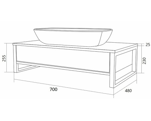 Тумба под раковину 1MarKa Grunge Loft 70П Ц0000015940 подвесная Дуб Вотан
