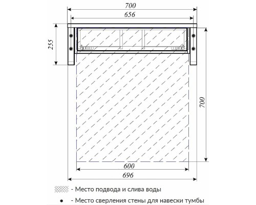 Тумба под раковину 1MarKa Grunge Loft 70П Ц0000015940 подвесная Дуб Вотан
