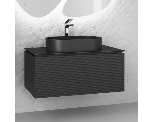 Тумба под раковину Jorno Stone 100 Stn.01.100/P/A/JR подвесная Антрацит