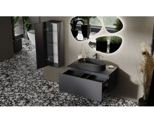 Тумба под раковину Jorno Stone 100 Stn.01.100/P/A/JR подвесная Антрацит