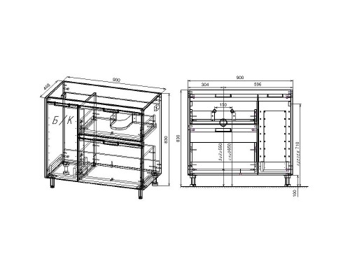 Тумба под раковину Style Line Барселона 90 R СС-00002280 Белая
