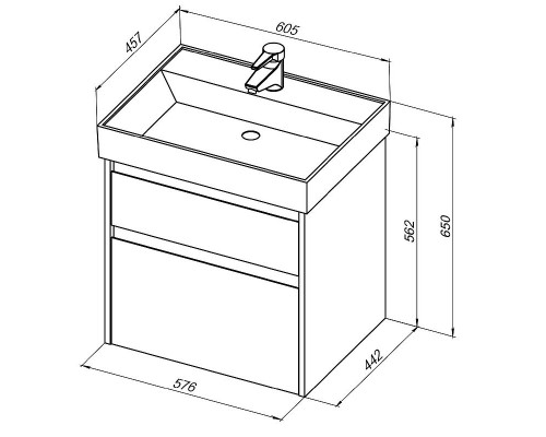 Тумба с раковиной Aquanet Nova Lite 60 245241 подвесная Дуб рошелье