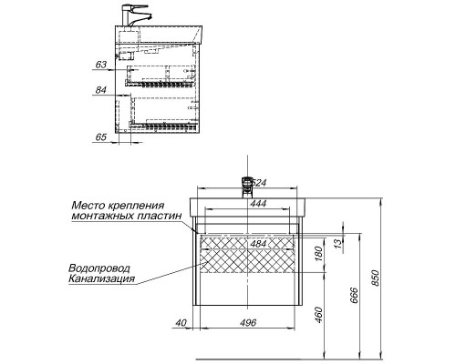 Тумба с раковиной Aquanet Nova Lite 60 245239 подвесная Дуб рошелье