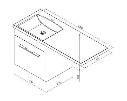 Тумба с раковиной Aquanet Августа 120 R 239782 подвесная Белая