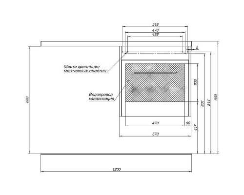 Тумба с раковиной Aquanet Августа 120 R 239782 подвесная Белая