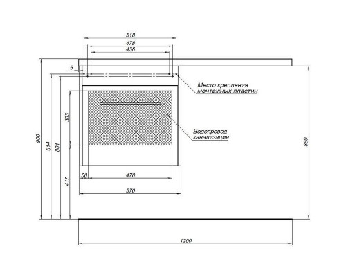 Тумба с раковиной Aquanet Августа 120 L 239781 подвесная Белая