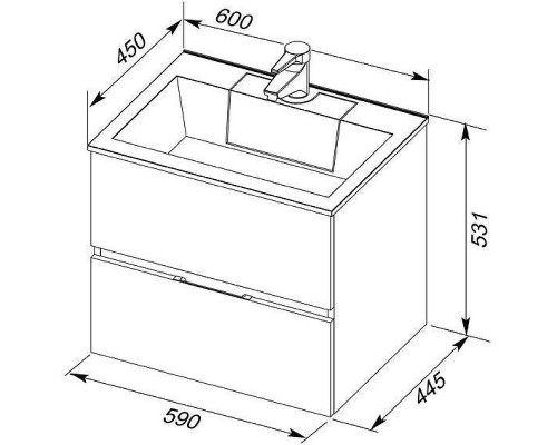 Тумба с раковиной Aquanet Алвита 60 213094 подвесная Серый антрацит