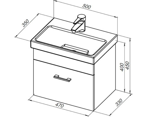 Тумба с раковиной Aquanet Верона 50 254066 подвесная Белый глянец