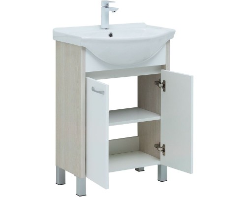 Тумба с раковиной Aquanet Донна 60 298579 Белый дуб Белая